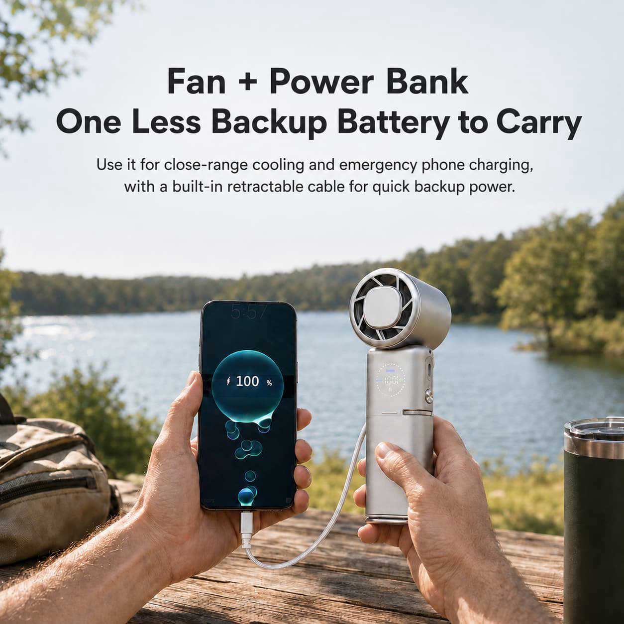 TEC Cooling Handheld Fan – 9000mAh Rechargeable Fan with Power Bank | Traverseon