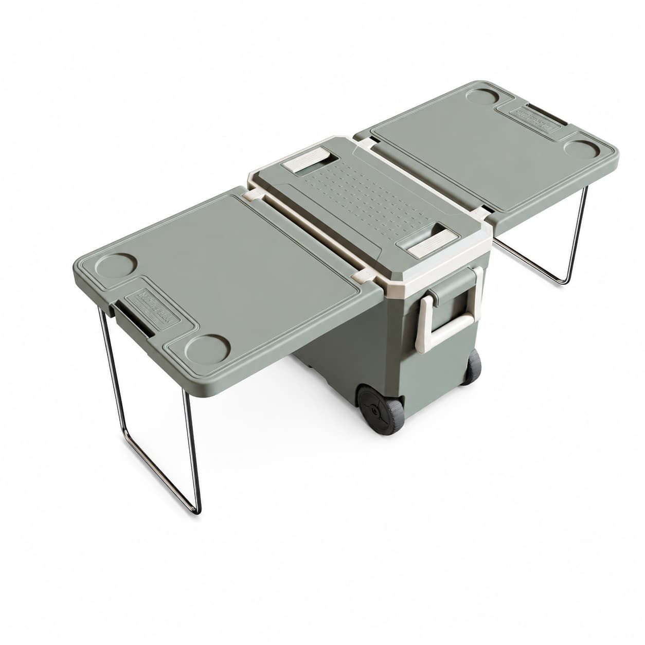32L / 34Qt Folding Cooler Table – Wheeled Camping Picnic Cooler | Traverseon