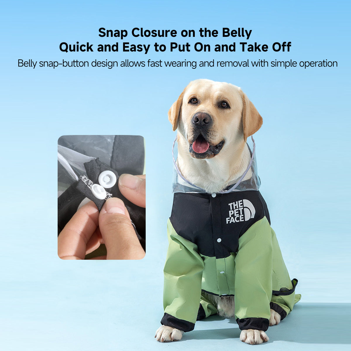 Breathable Large Dog Raincoat with Visor - U-Belly, 15000mm Waterproof, 3XL-8XL (25-88 lbs) | Traverseon