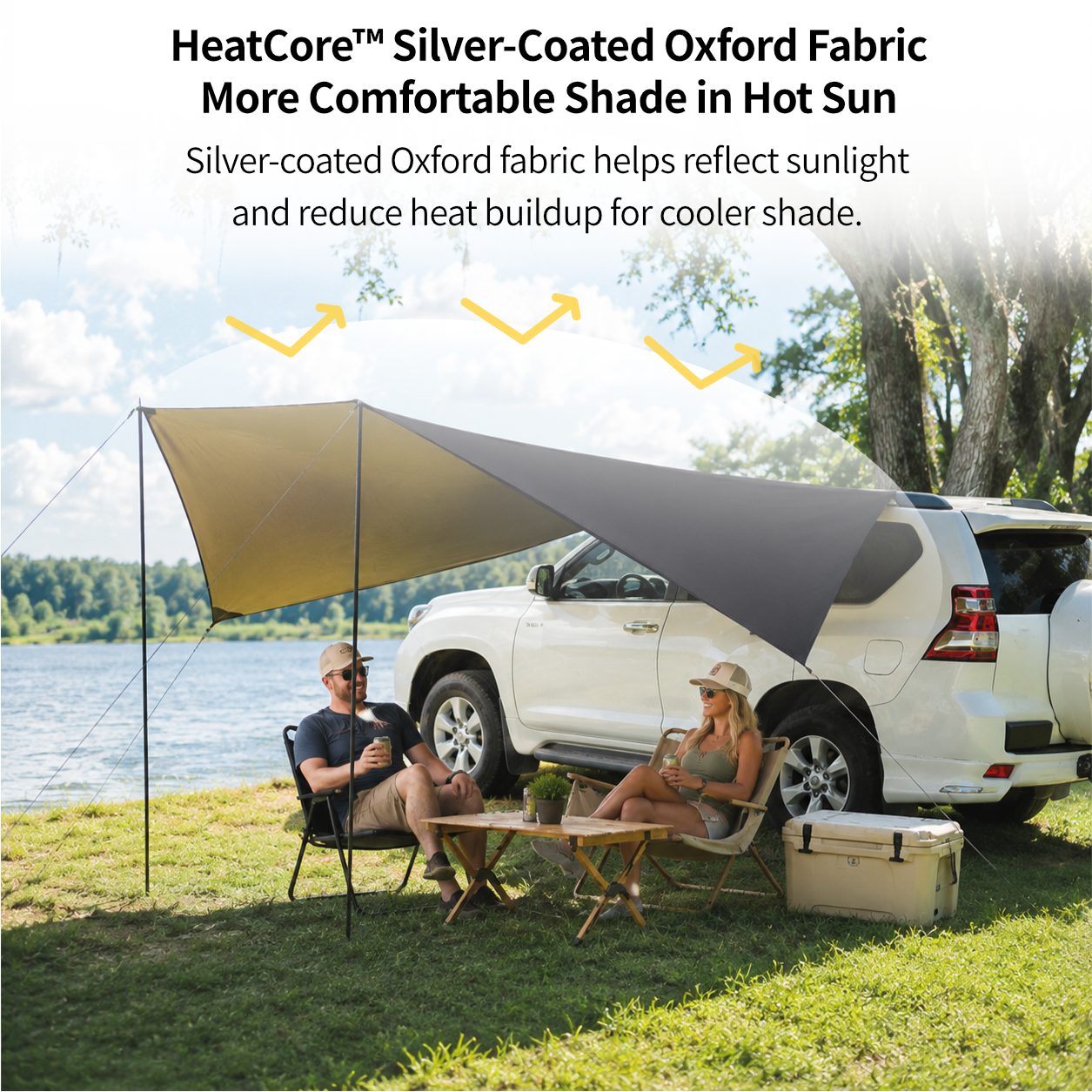 SideMount Dual-Use Car Awning — 2 in 1 Rear & Side Setup, Leak Resistant, Windproof Stable, All Weather Portable | Traverseon