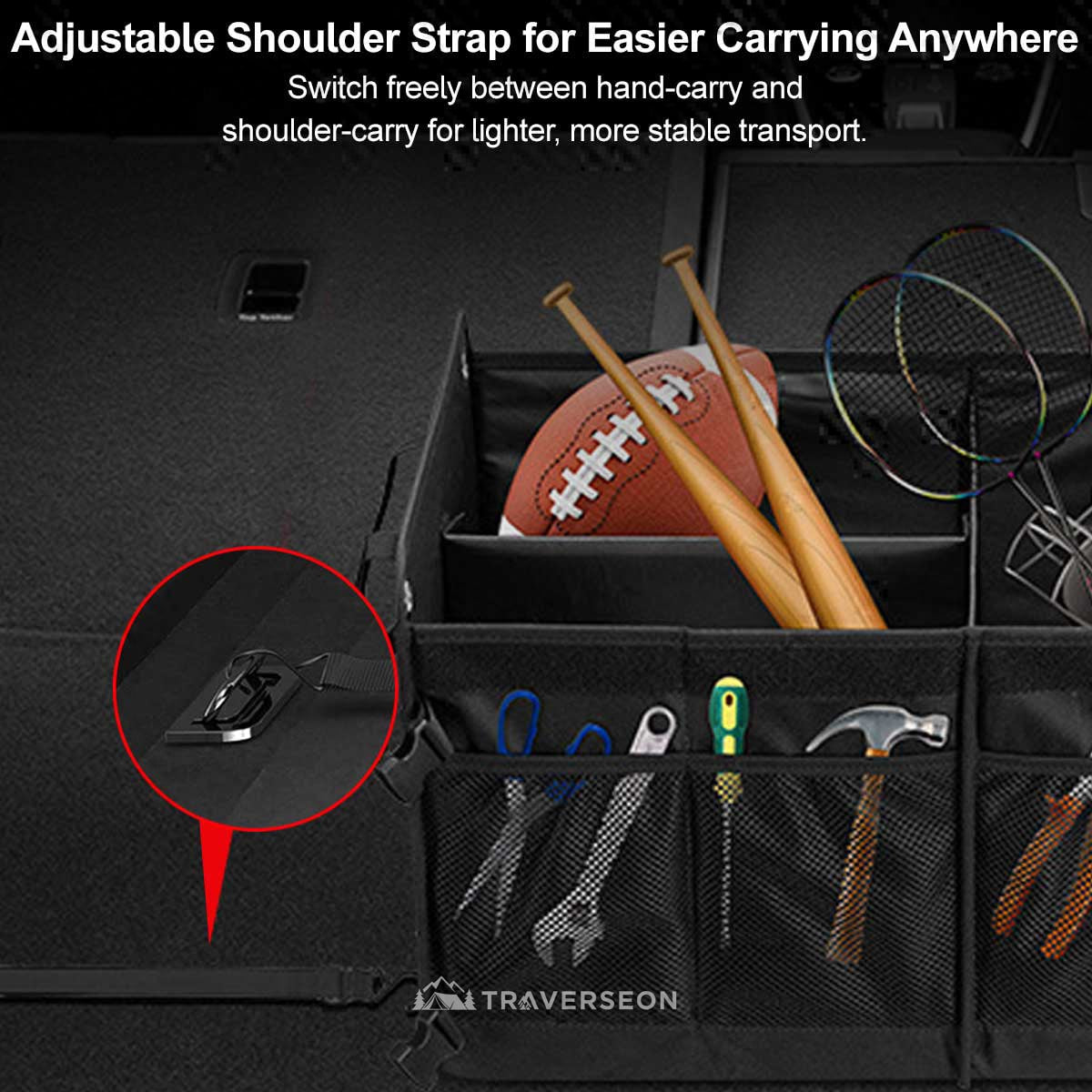 60L Car Trunk Organizer – Collapsible Waterproof Storage for SUVs | Traverseon