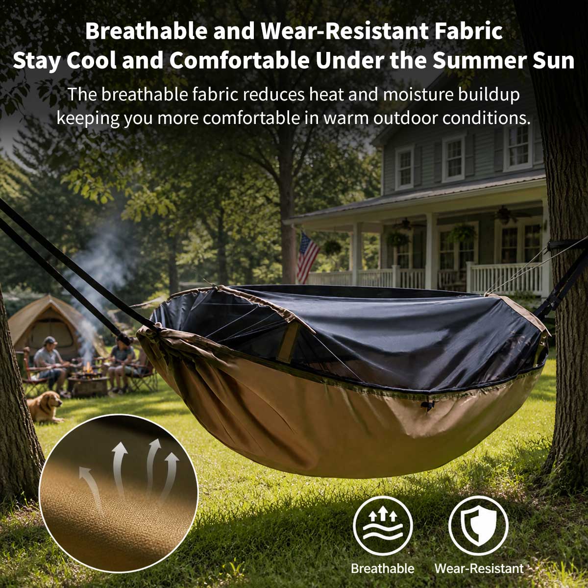 Camping Hammock with Mosquito Net – 273x100 cm Double, 250 kg Capacity | Traverseon