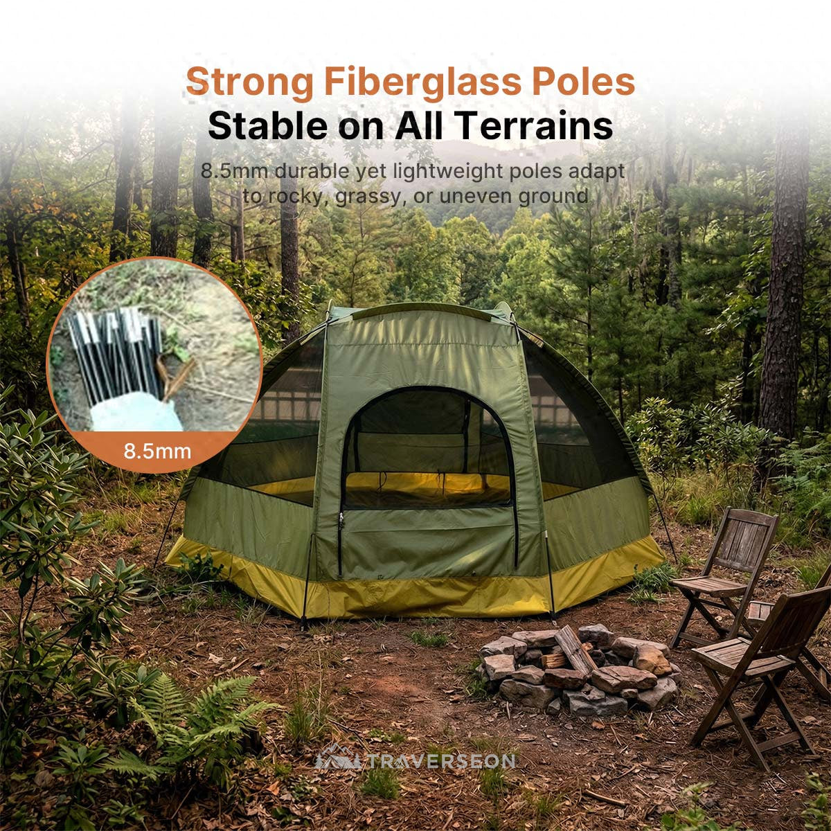 4-Person Camping Tent – 4-Season, 2000mm Waterproof Double Layer | Traverseon