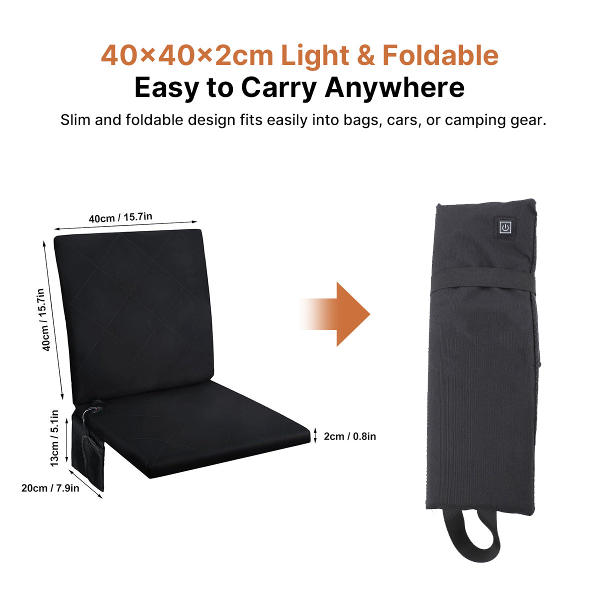 Heated Seat Cushion – All-Season 3 Gear Foldable for Camping Fishing Hiking | Traverseon