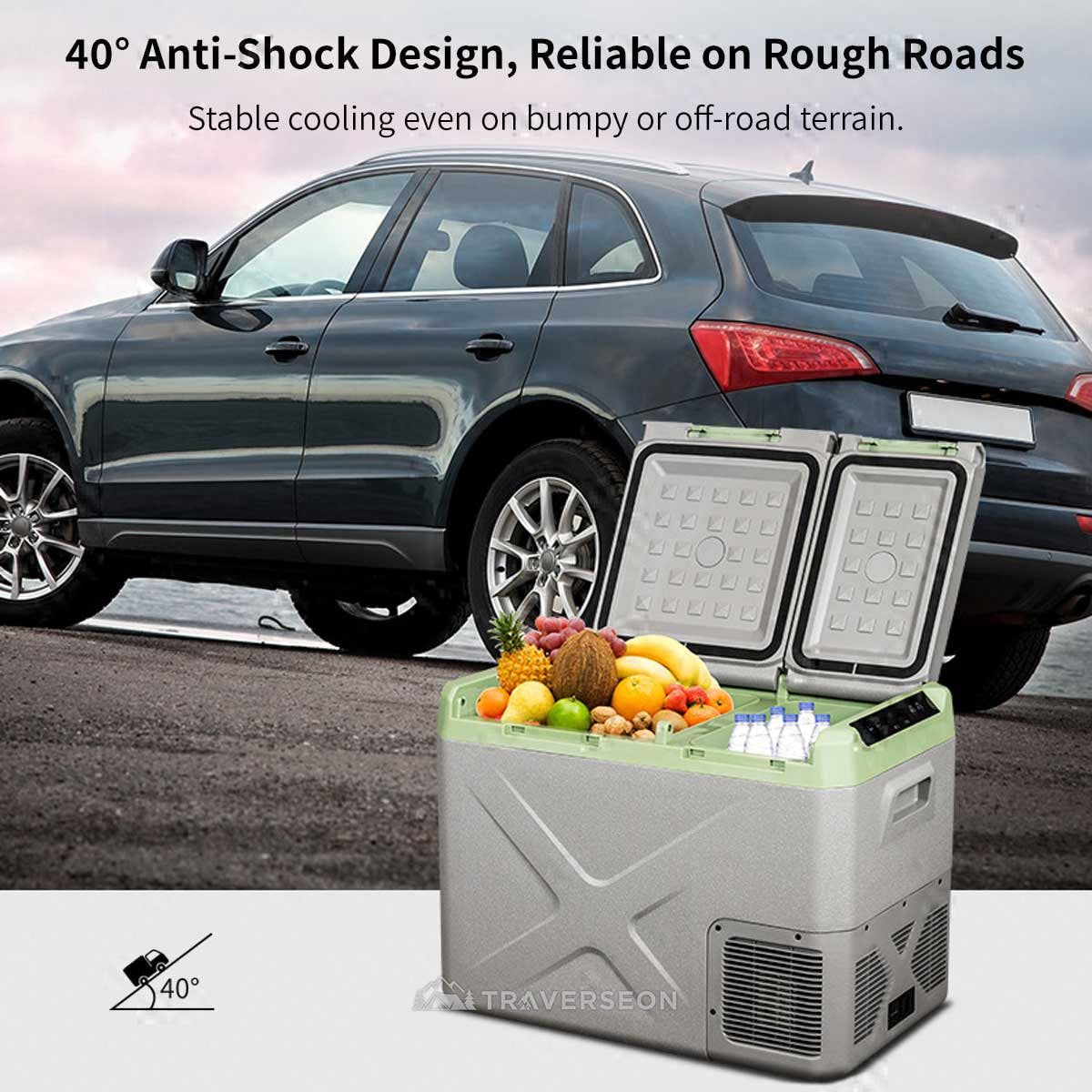 12V Portable Car Fridge 12/24V DC AC – Dual Zone -20°C Freezer Camping RV | Traverseon