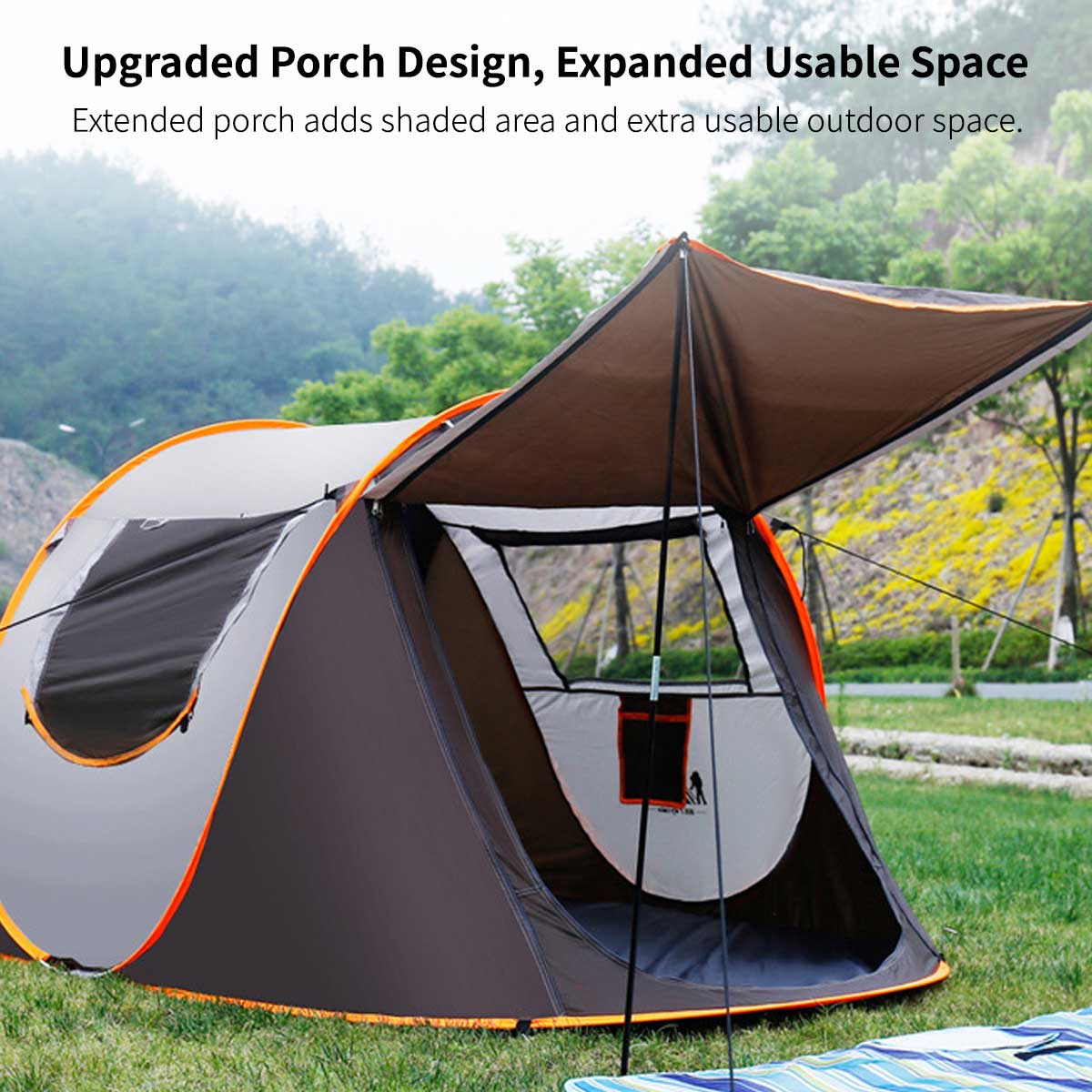 Automatic Pop-up Camping Tent – 3-8 Person Waterproof Instant Setup Shelter with Porch | Traverseon