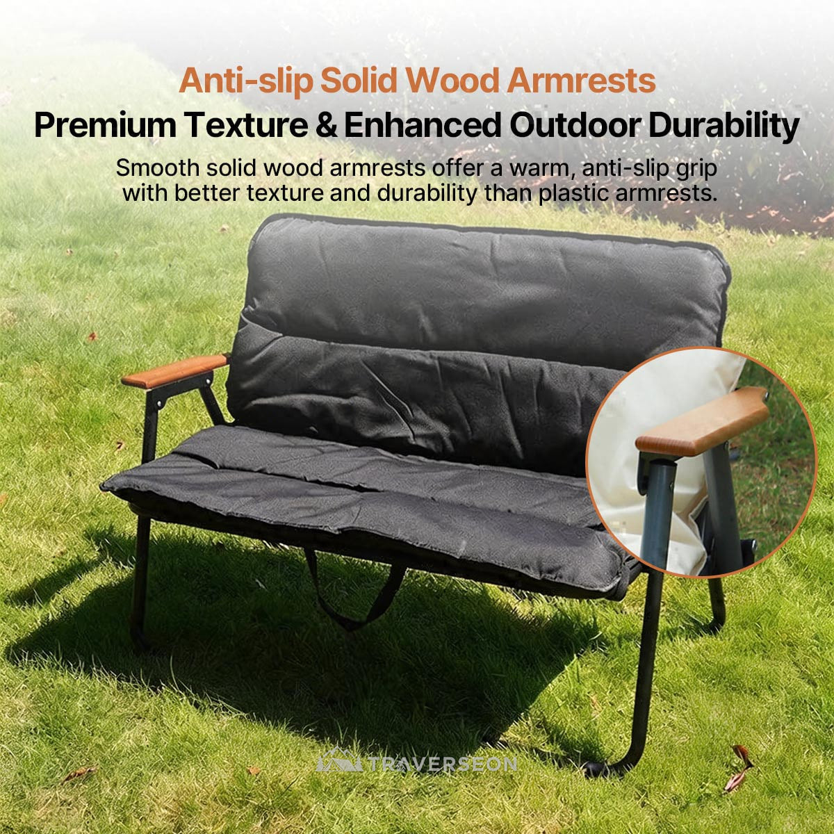 2-Person Padded Camping Loveseat – Foldable Outdoor Chair | Traverseon