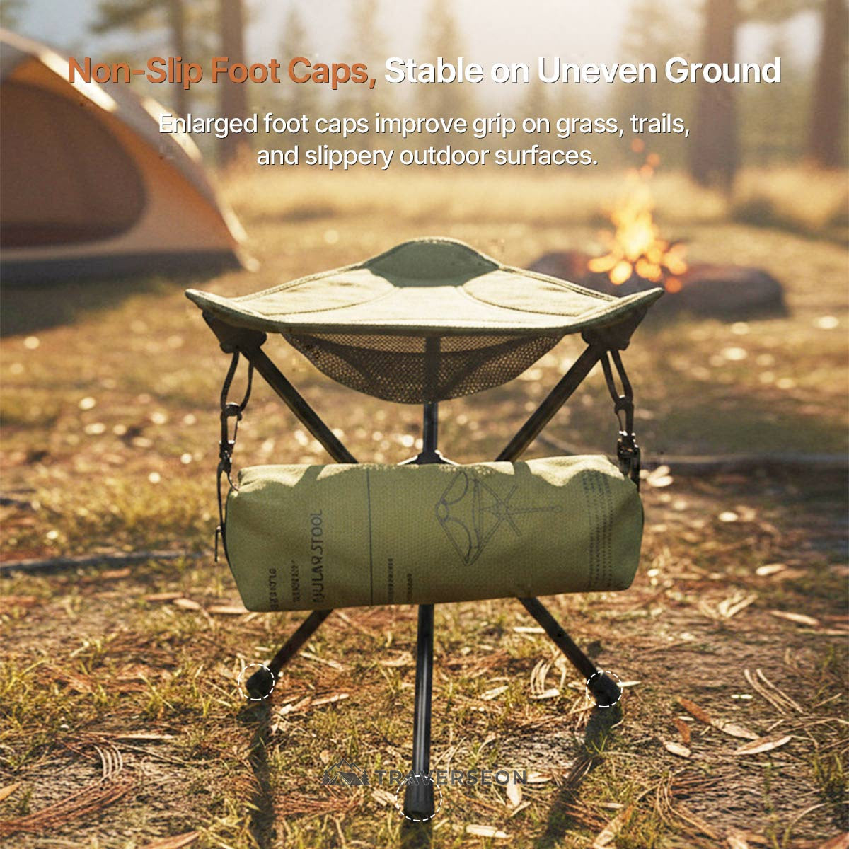 360° Swivel Hunting Stool – Portable Folding Camping Stool | Traverseon