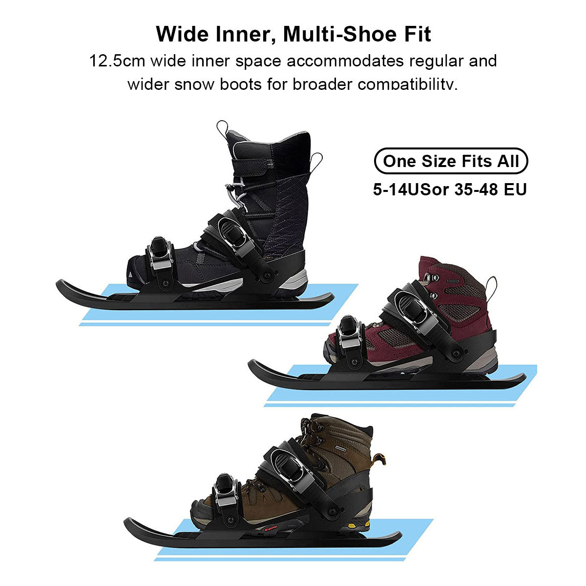 Ski Snow Skates – Mini Short Adjustable Bindings Adult Kids Portable Snow Skiing | Traverseon