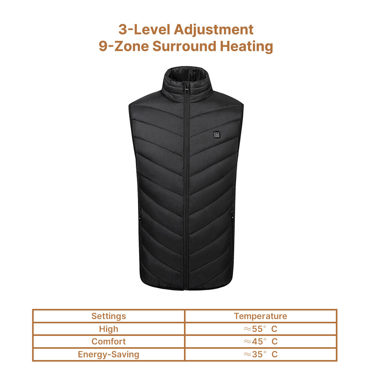 Heated Vest with 3 Modes, 5V Power, Windproof & Lightweight.