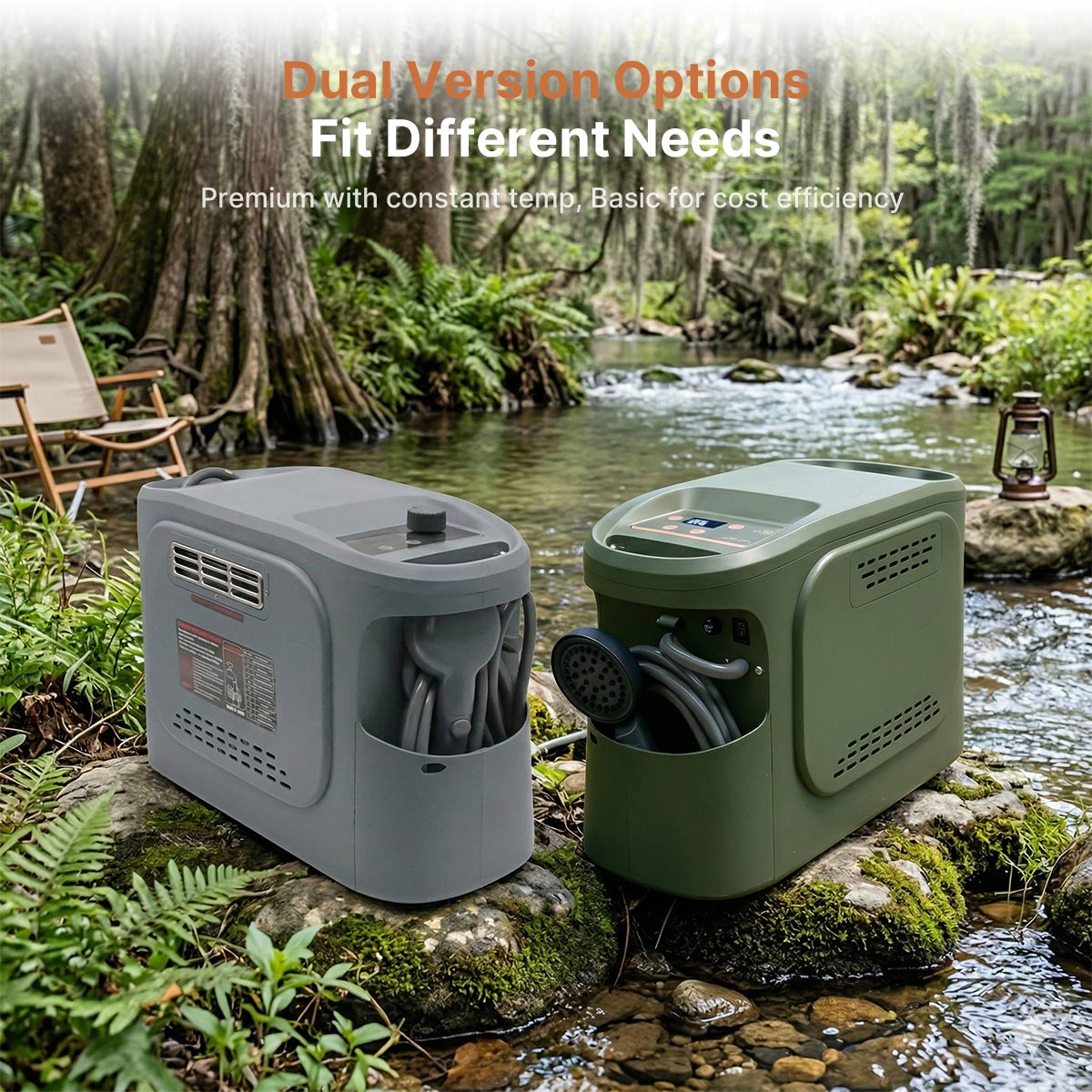 Portable Propane Water Heater – 20472 BTU 5200mAh Constant Temp 450g Tank Camping RV | Traverseon