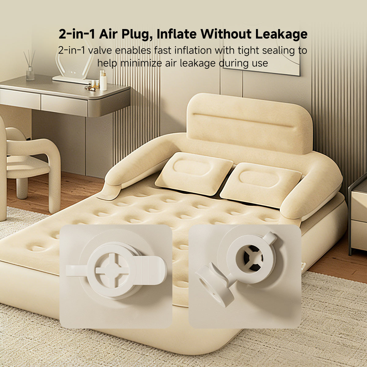Air Mattress – Inflatable Bed Twin/Double Backrest Camping Outdoor | Traverseon