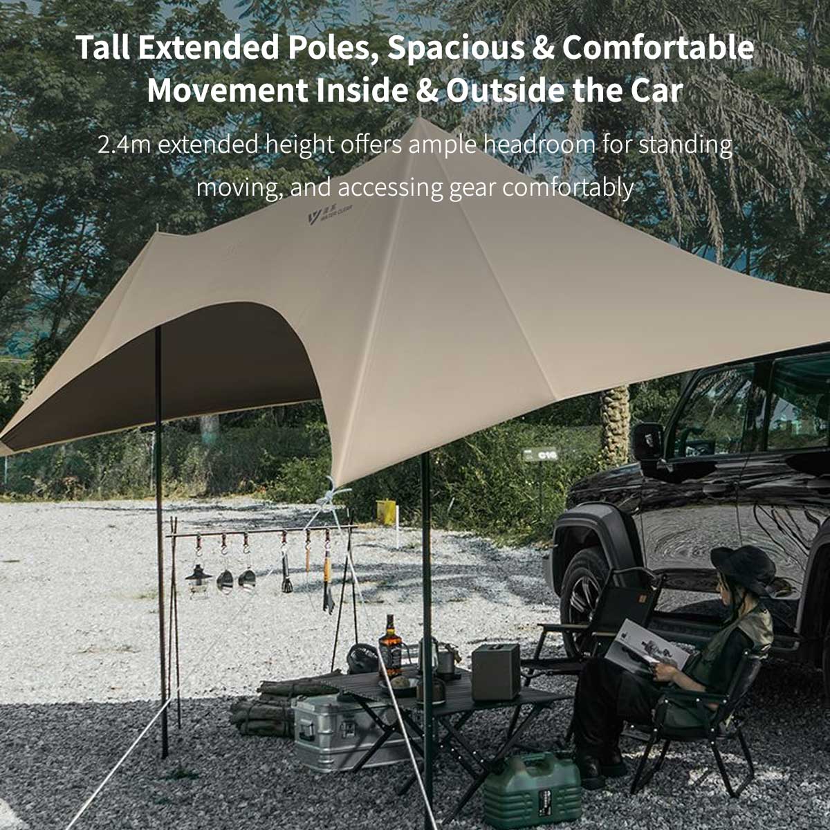 Car Side Awning – UPF50+ Waterproof Suction Mount Shade for SUV RV | Traverseon