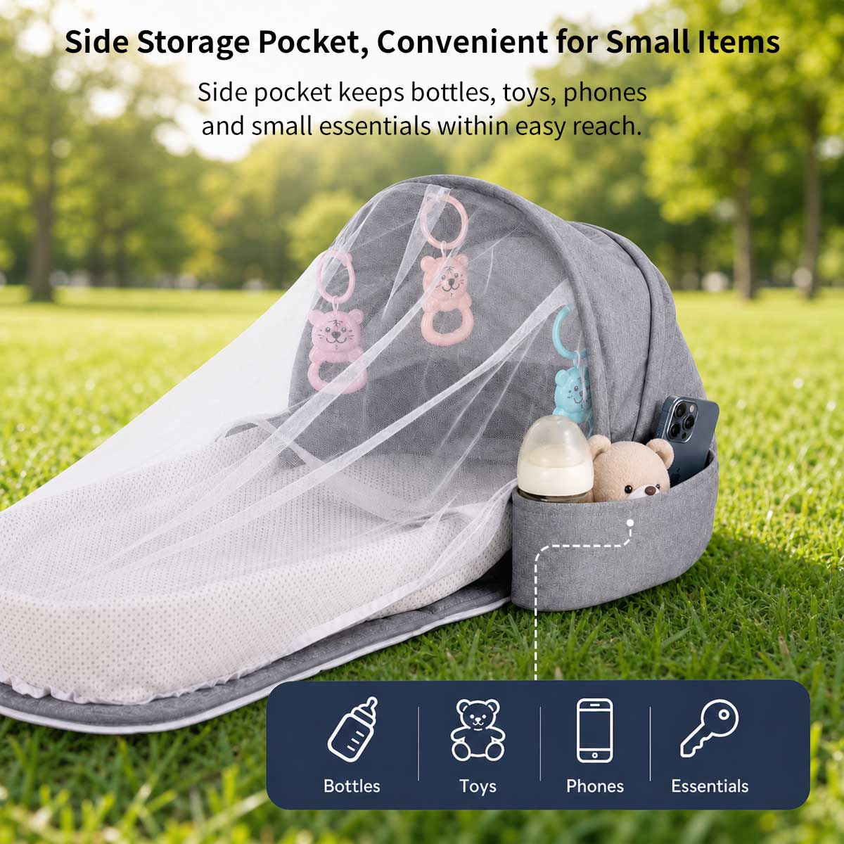 Portable Baby Travel Bassinet – 1.8 lb Foldable Mosquito Net Bed | Traverseon
