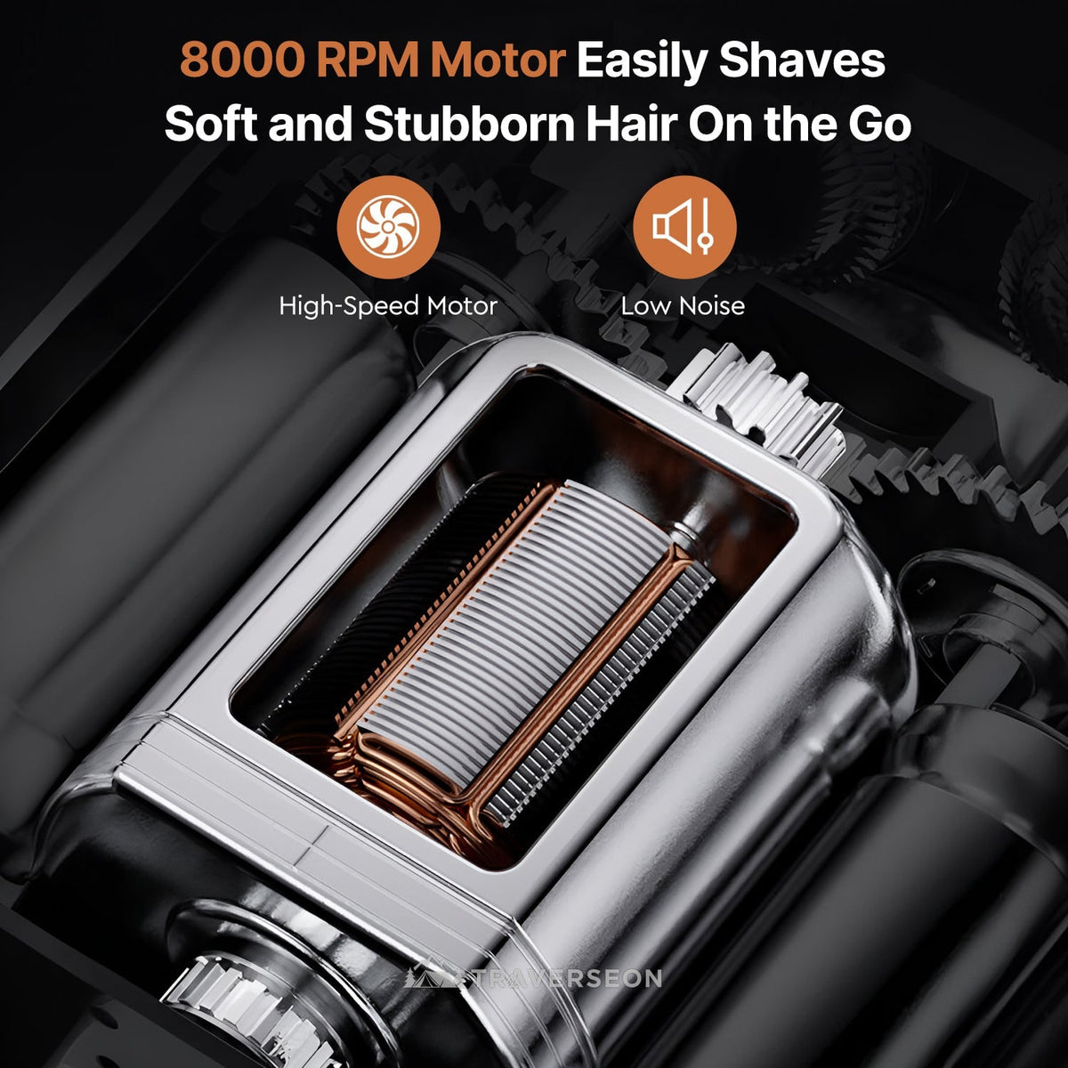 8000RPM Mini Electric Razor | 60-Day Battery, Magnetic Head Travel Shaver | Traverseon
