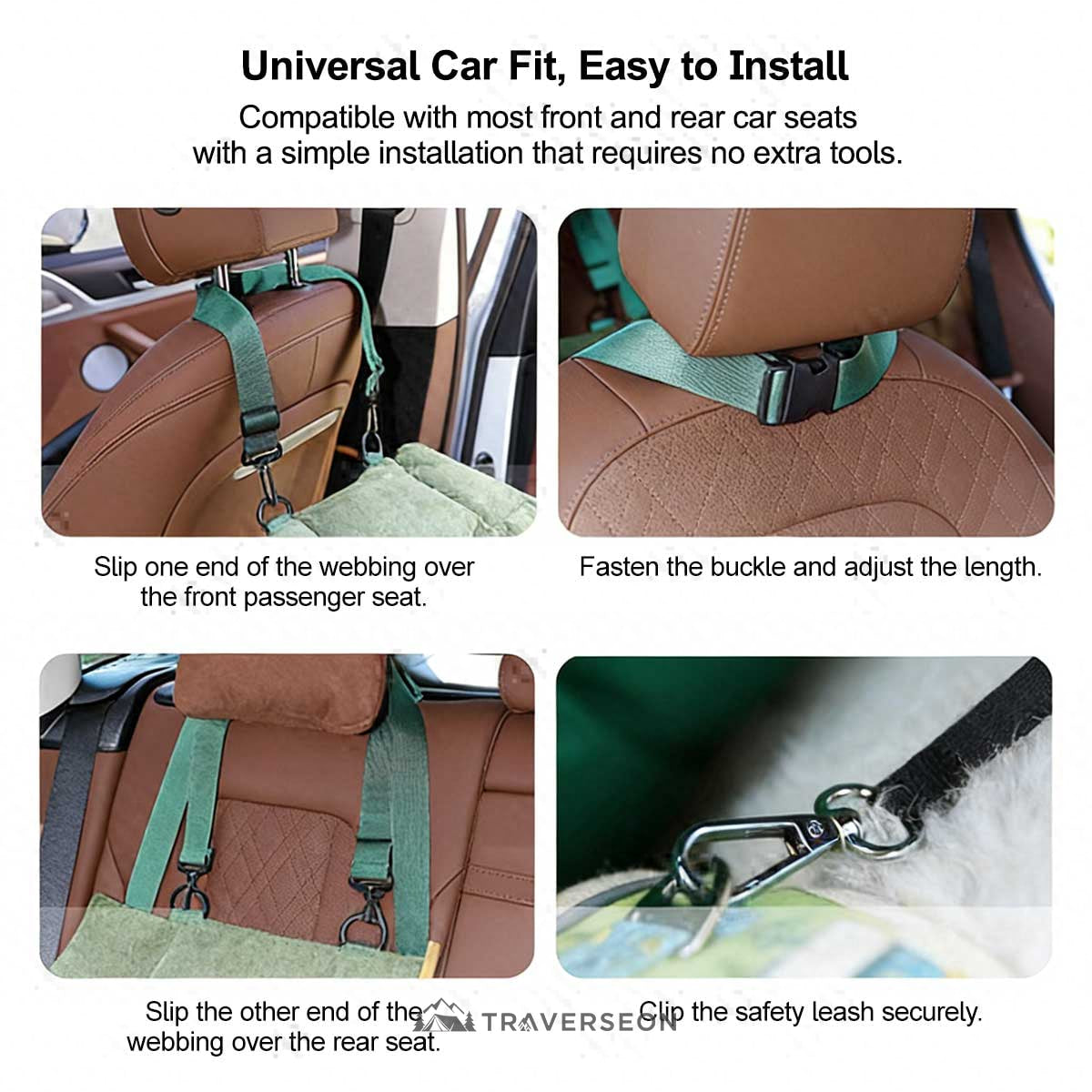 3-in-1 Pet Car Seat & Carrier - Washable Travel Bed for Car, Home & Outdoors (Up to 28 lbs) | Traverseon