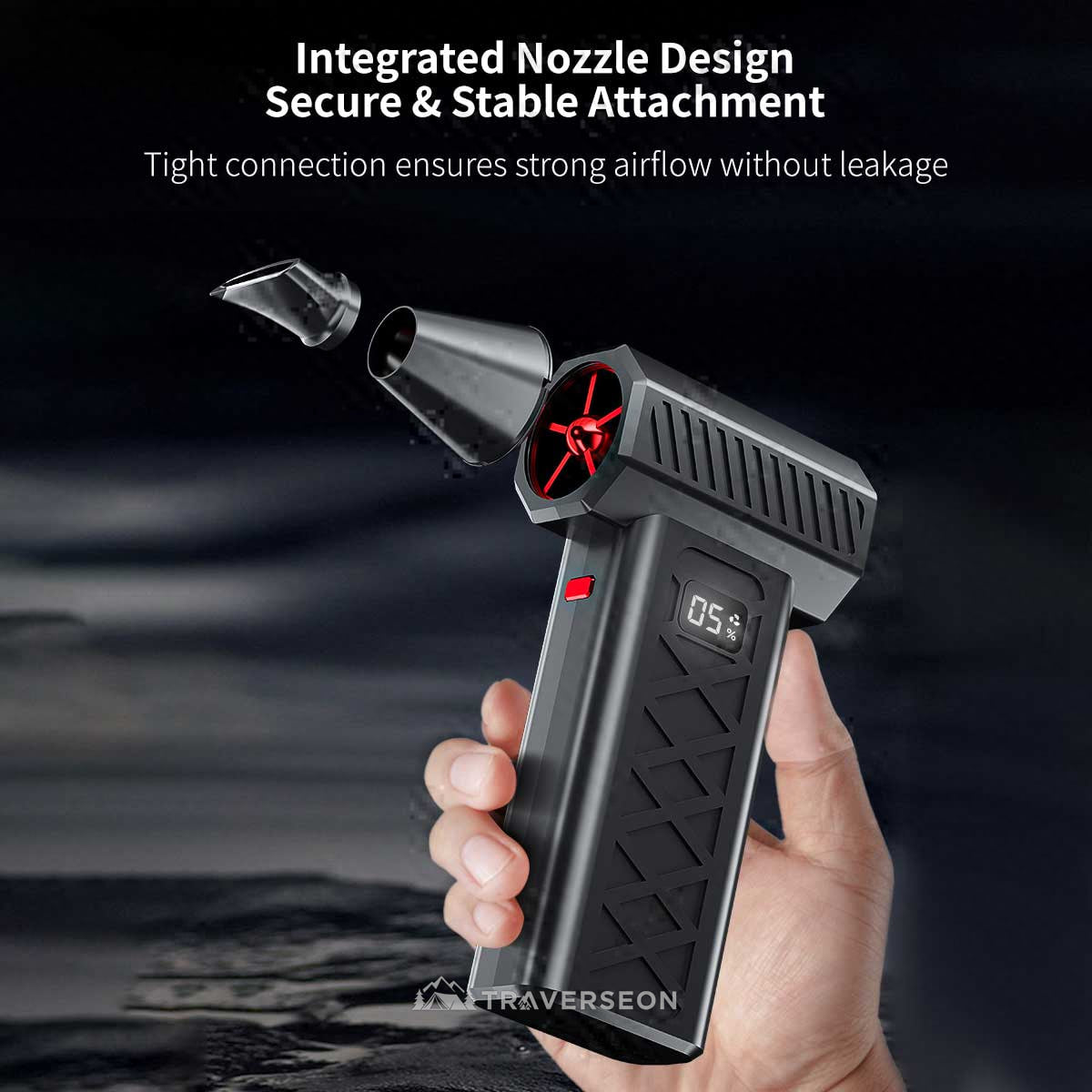 6-Speed Turbo Violence Fan, 2-in-1 Blow & Suction, 6000mAh Portable Blower with Emergency Tools|Traverseon
