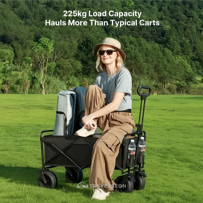 100L Collapsible Wagon – Foldable Utility Wagon Cart for Beach | Traverseon
