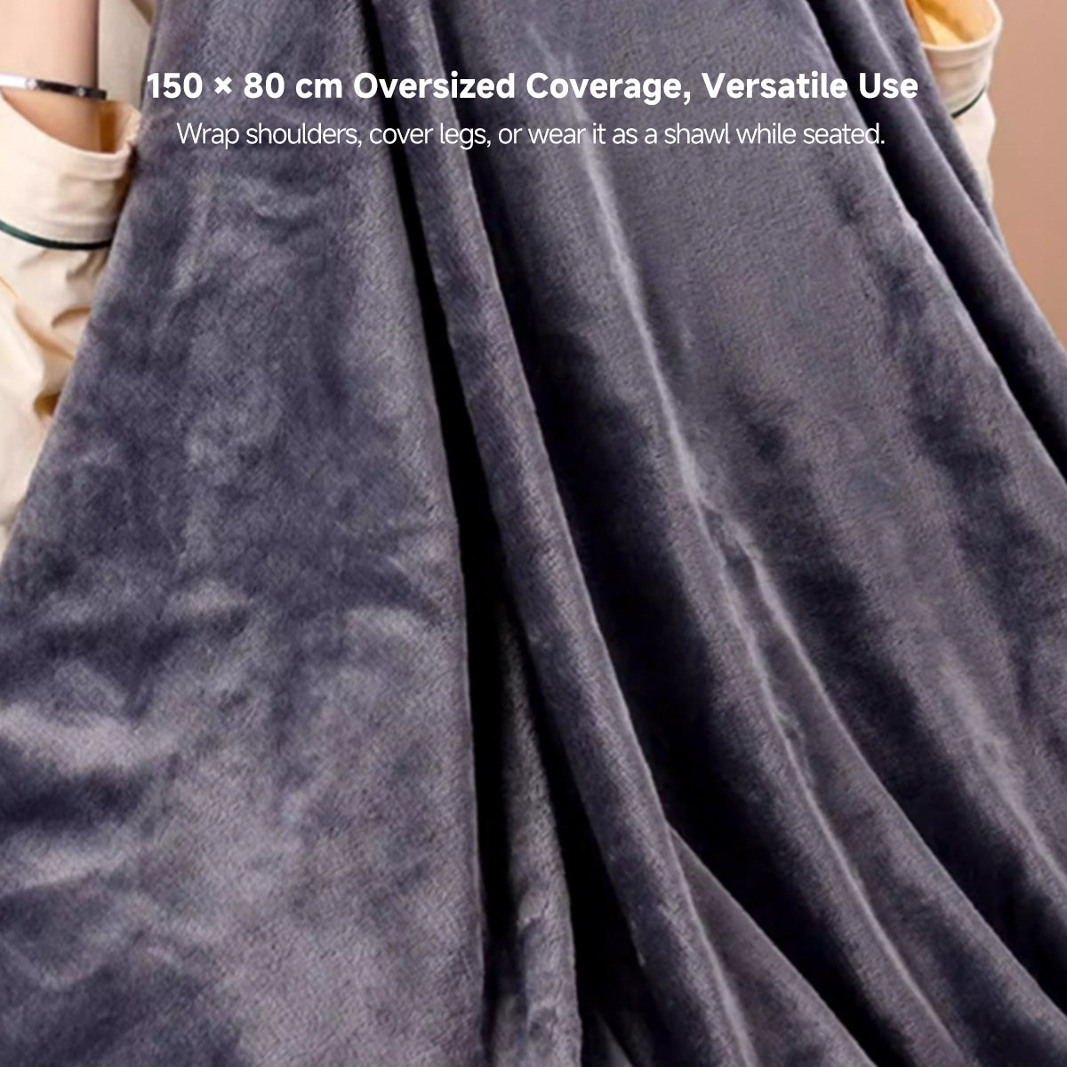 USB Heated Shawl Blanket – 3-Level Rapid Heating, Wearable & Washable for Home Office Camping | Traverseon