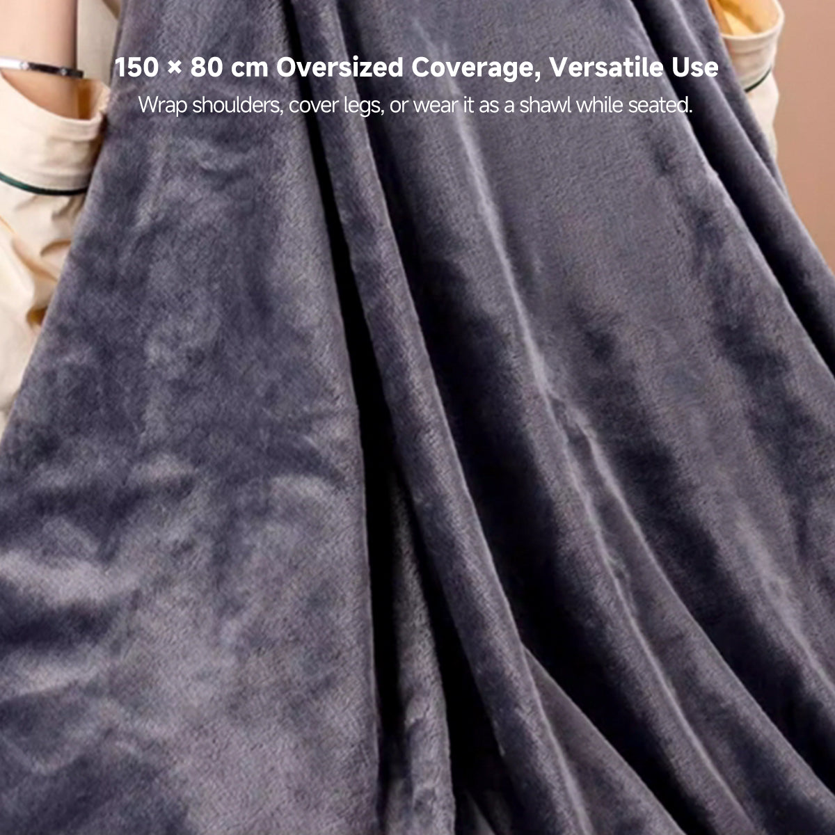 USB Heated Shawl Blanket – 3-Level Rapid Heating, Wearable & Washable for Home Office Camping | Traverseon