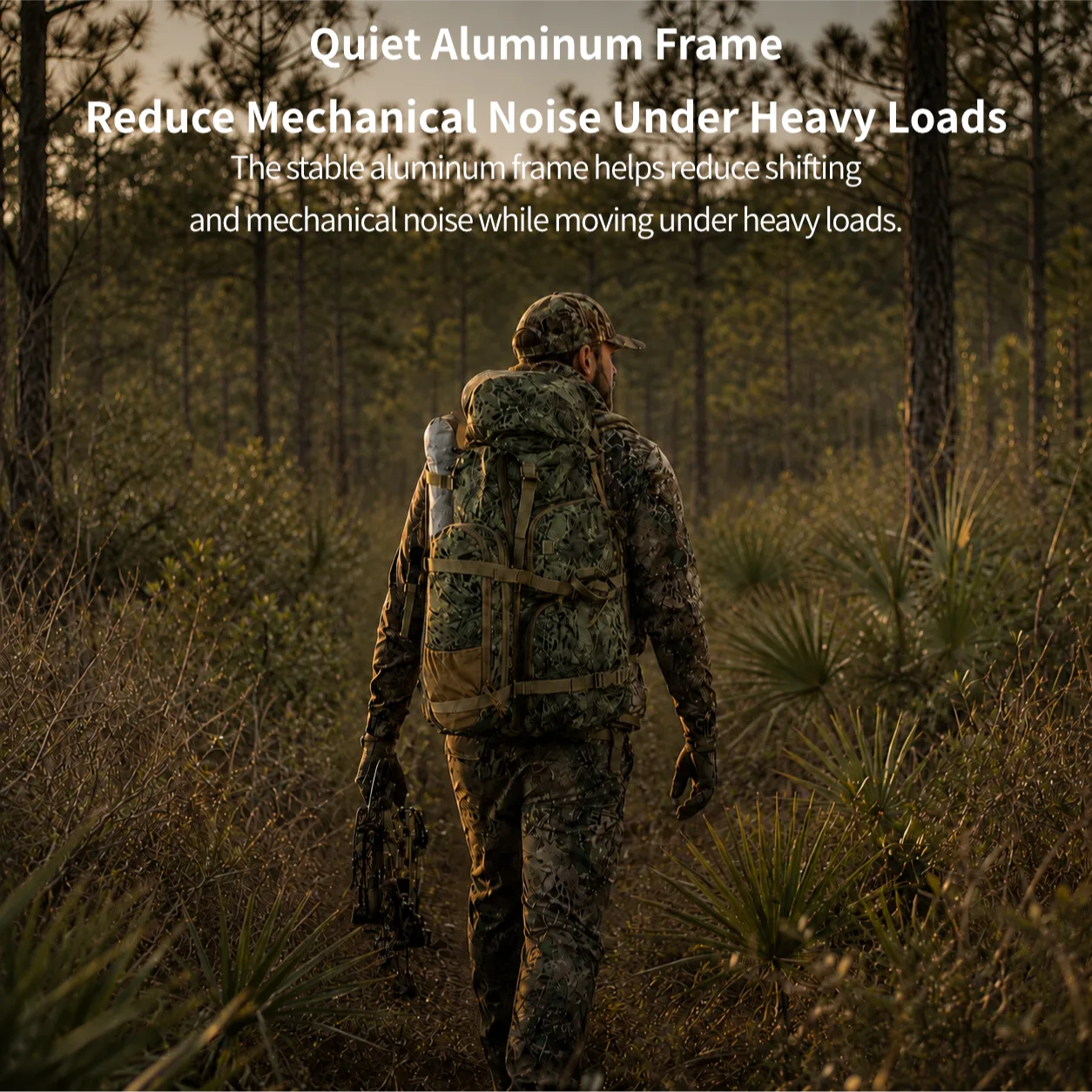 65.5L Camo Framed Hunting Backpack – 40 kg (88 lb) Max Load Meat Hauler | Traverseon