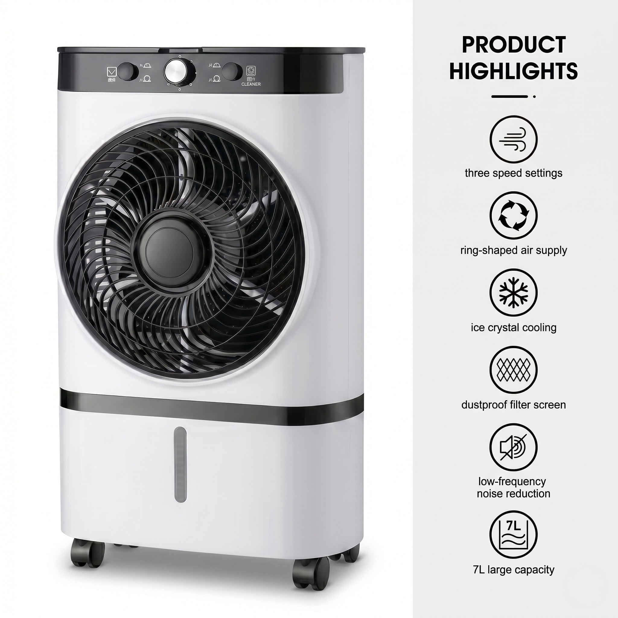 Portable Evaporative Air Cooler – 3-Speed Ice Cooling Fan with Large Water Tank | Traverseon