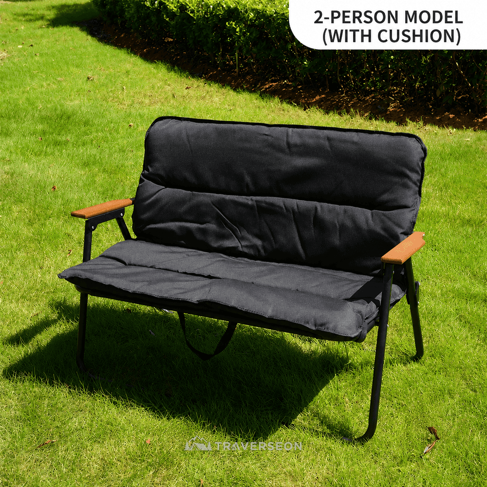 2-Person Padded Camping Loveseat – Foldable Outdoor Chair | Traverseon