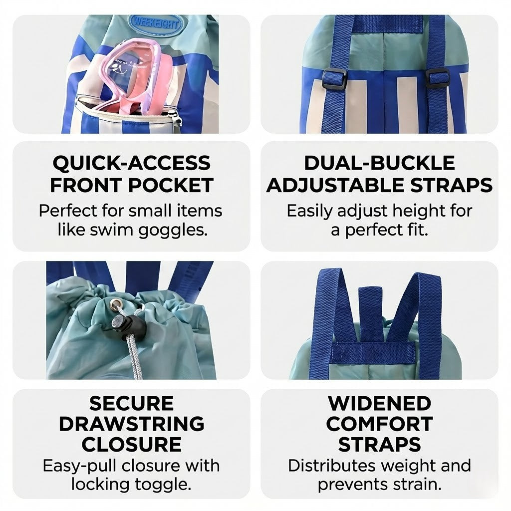 Wet-Dry Shoe-Bay Drawstring Backpack