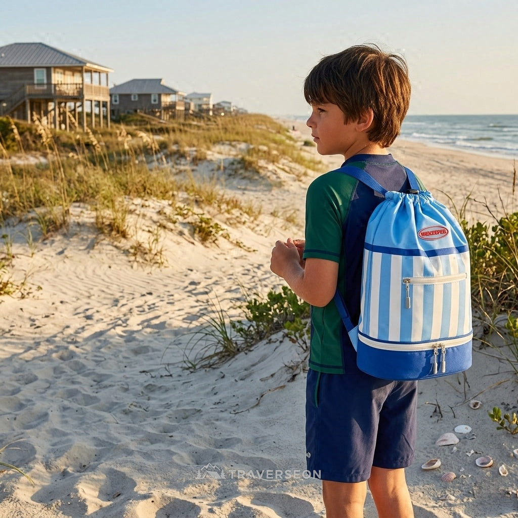 17.5L Wet Dry Drawstring Swim Bag – Bottom Compartment Pool Bag | Traverseon