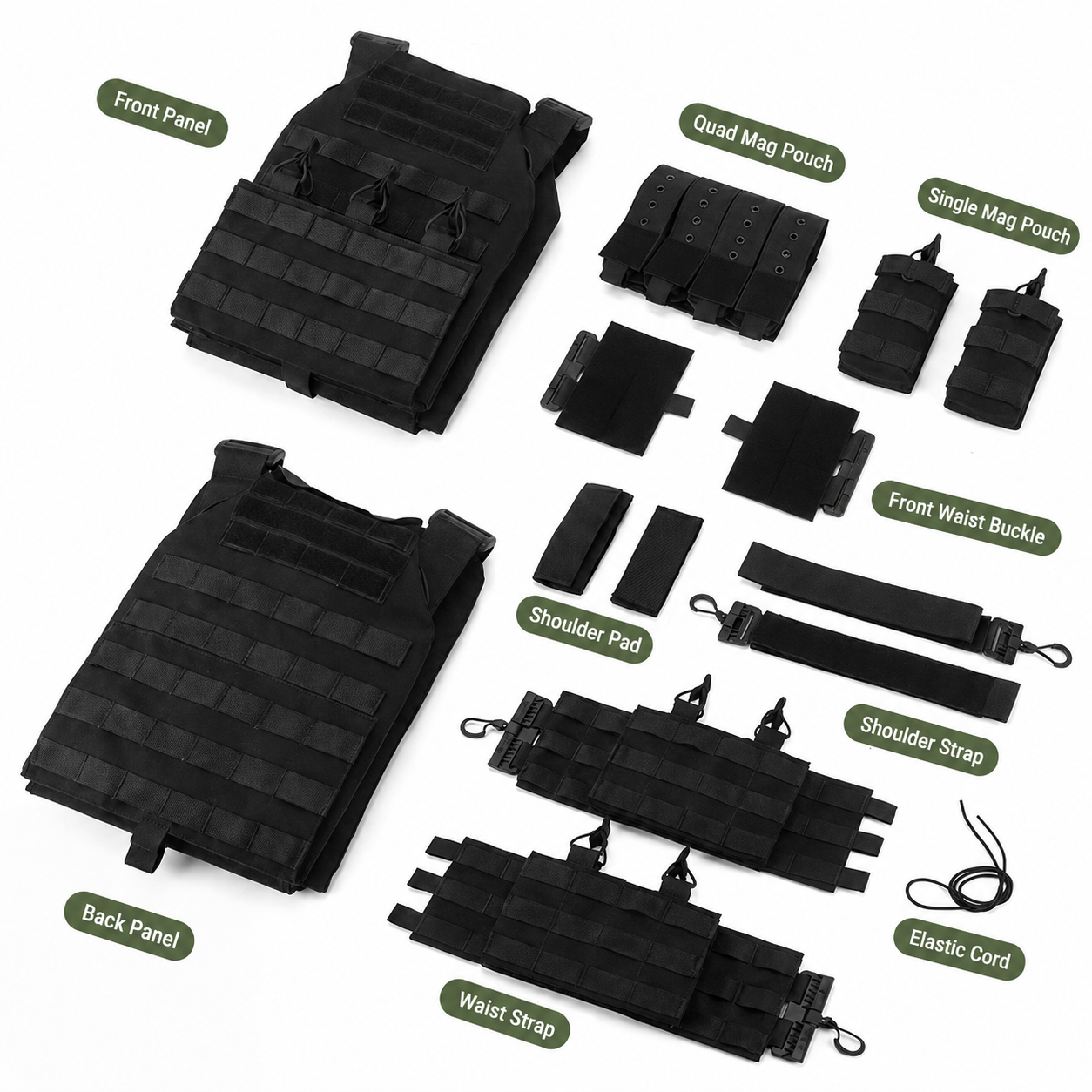 Tactical Vest MOLLE Carrier – 1000D Nylon Adjustable Military Gear Vest 38×31cm | Traverseon