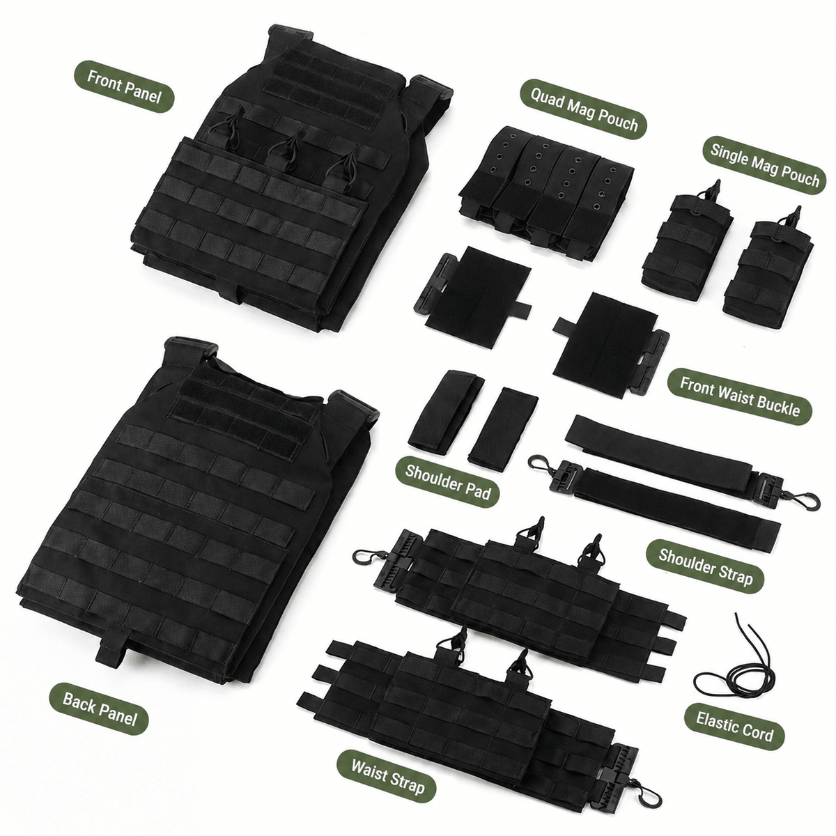 Tactical Vest MOLLE Carrier – 1000D Nylon Adjustable Military Gear Vest 38×31cm | Traverseon