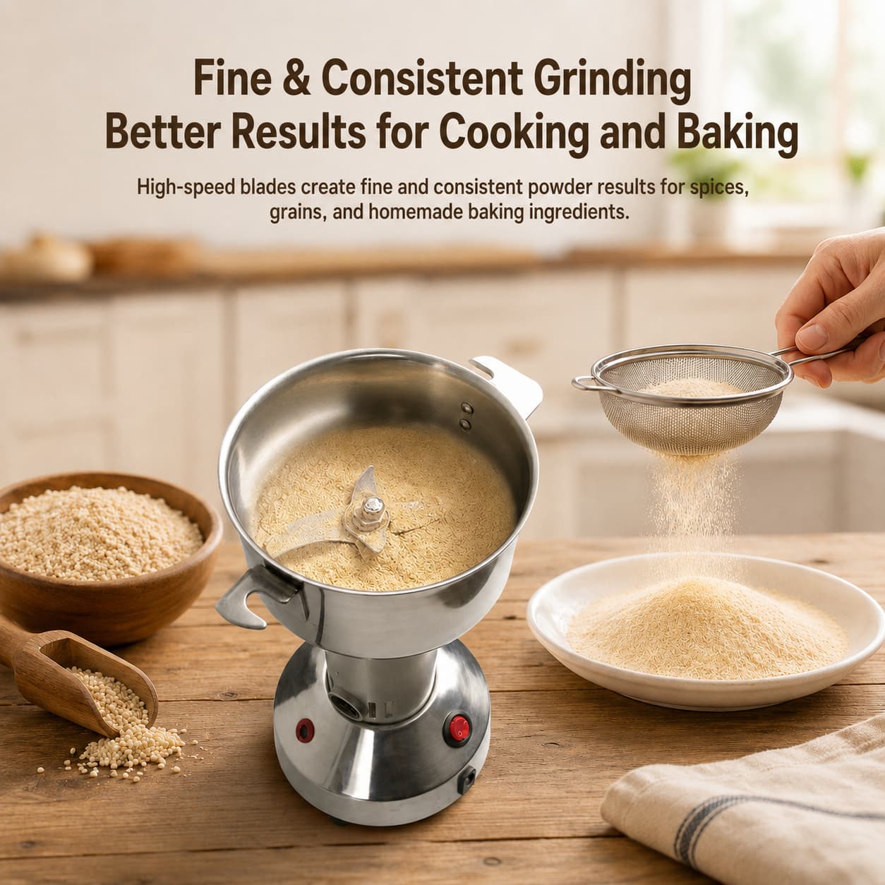 350g Electric Kitchen Grinder β High-Speed Spice & Grain Mill | Traverseon