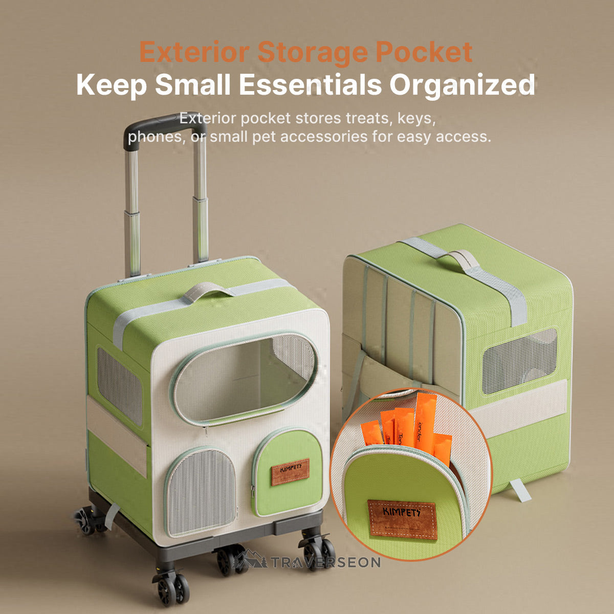 3-in-1 Rolling Pet Carrier | 11.3 kg Capacity | Traverseon