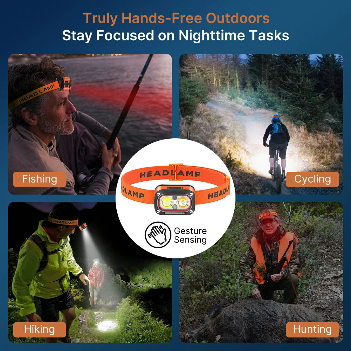 Ultra-Light Gesture Control Running headlamp