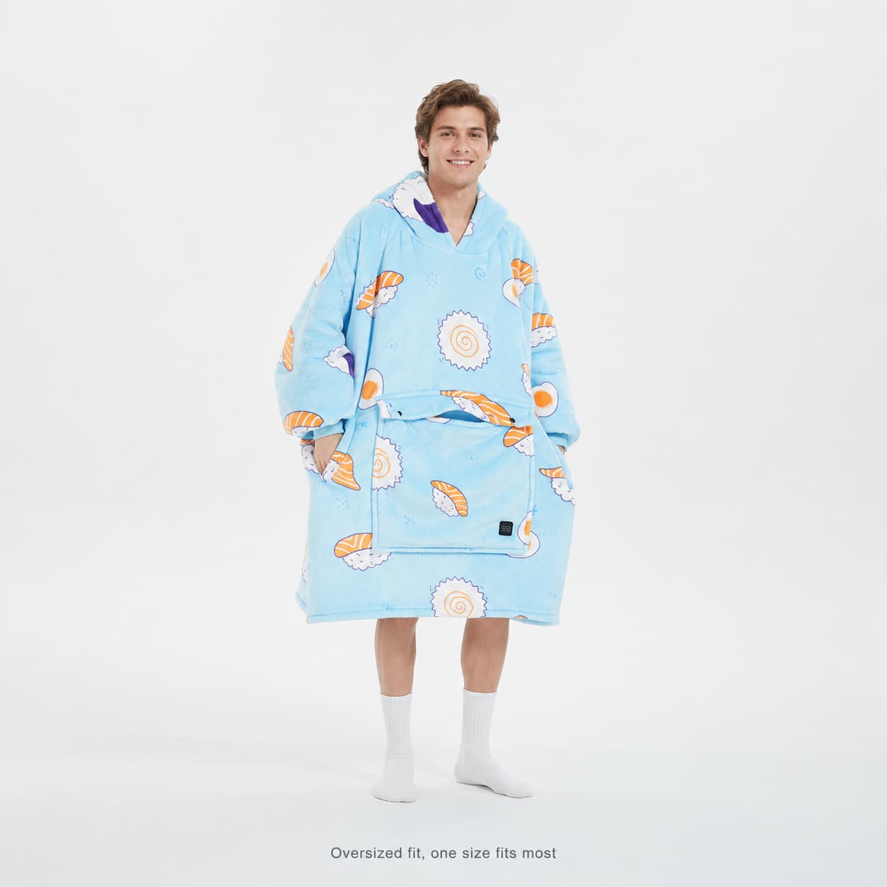 USB Heated Wearable Blanket Hoodie – 3-Zone Flannel Warmth | Traverseon