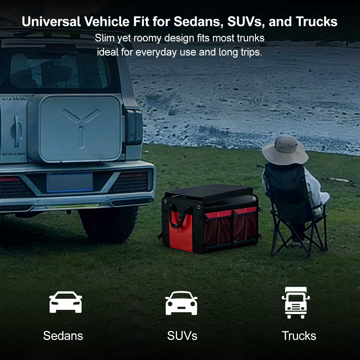 60L Car Trunk Organizer – Foldable, Waterproof Storage for SUV/Camping | Traverseon