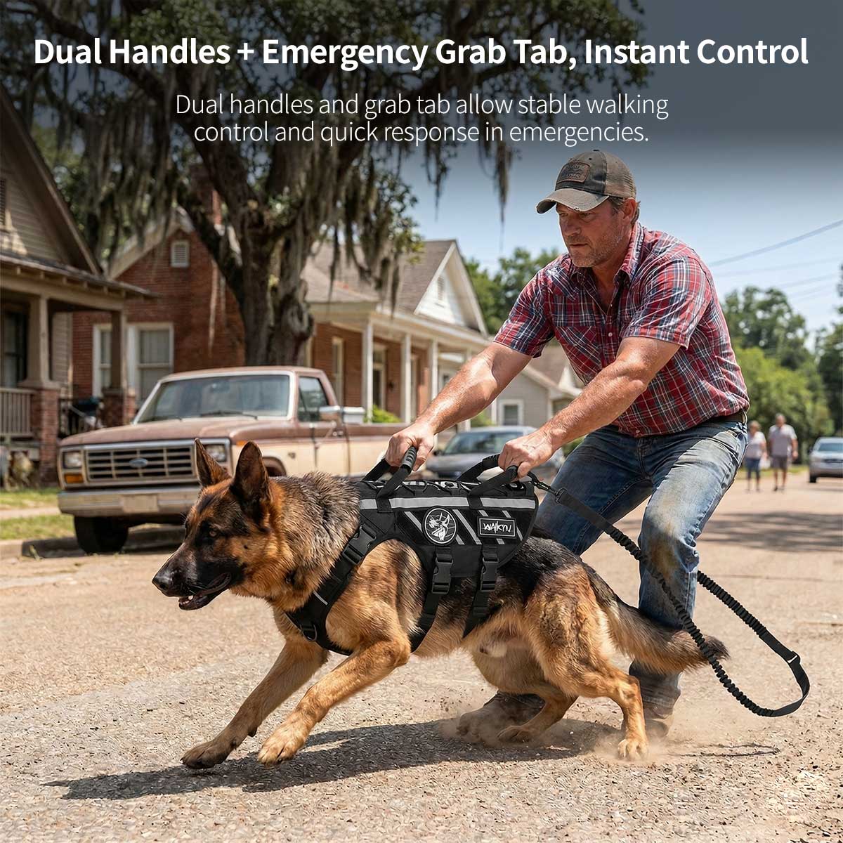 Outdoor Dog Harness – 900D Nylon Detachable Elastic Leash Reflective Dual Handles M/L/XL Hiking Walking | Traverseon