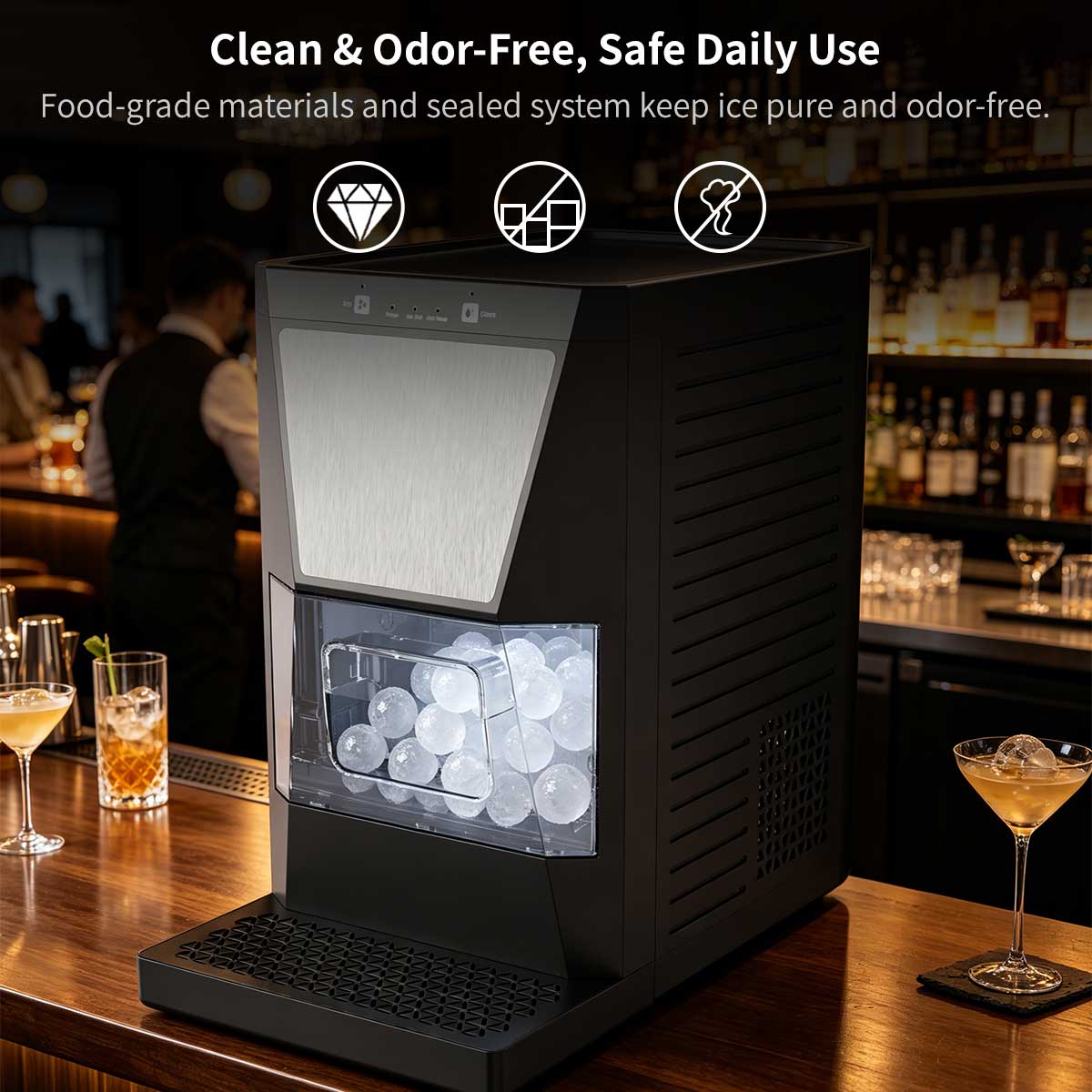 Clear Sphere Ice Maker – One-Touch Self-Cleaning Portable Countertop Machine | Traverseon