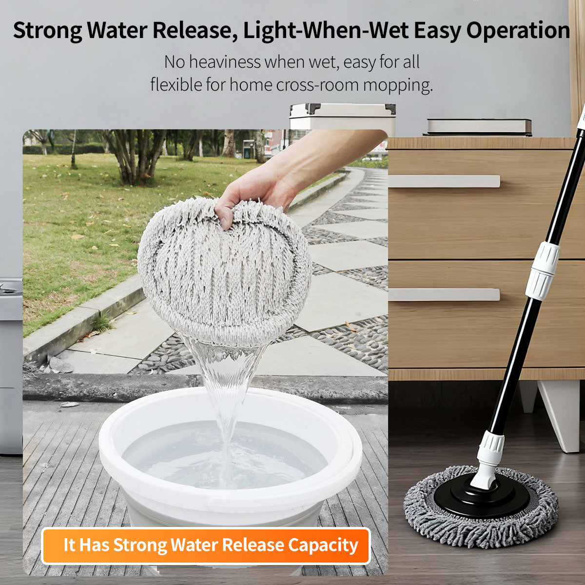 Car Wash Mop – 180° Head, Curved Ergonomic Handle for Scratch-Free Cleaning | Traverseon