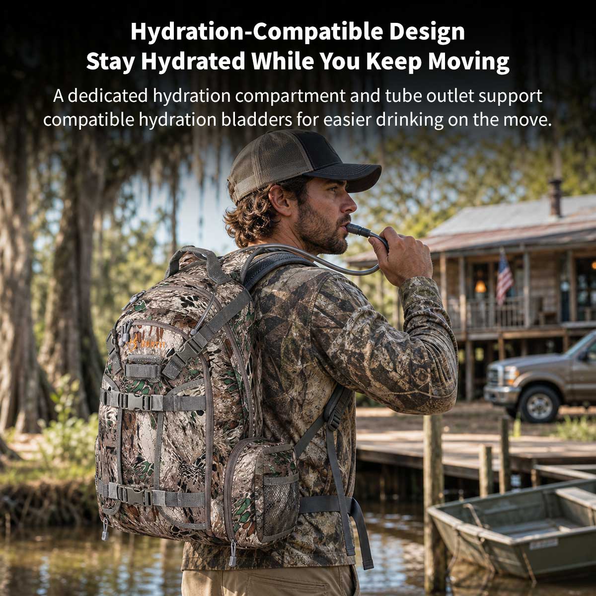 Waterproof Camo Hunting Backpack – Rifle & Bow Holder, 1.40 kg(3.08 lb) | Traverseon