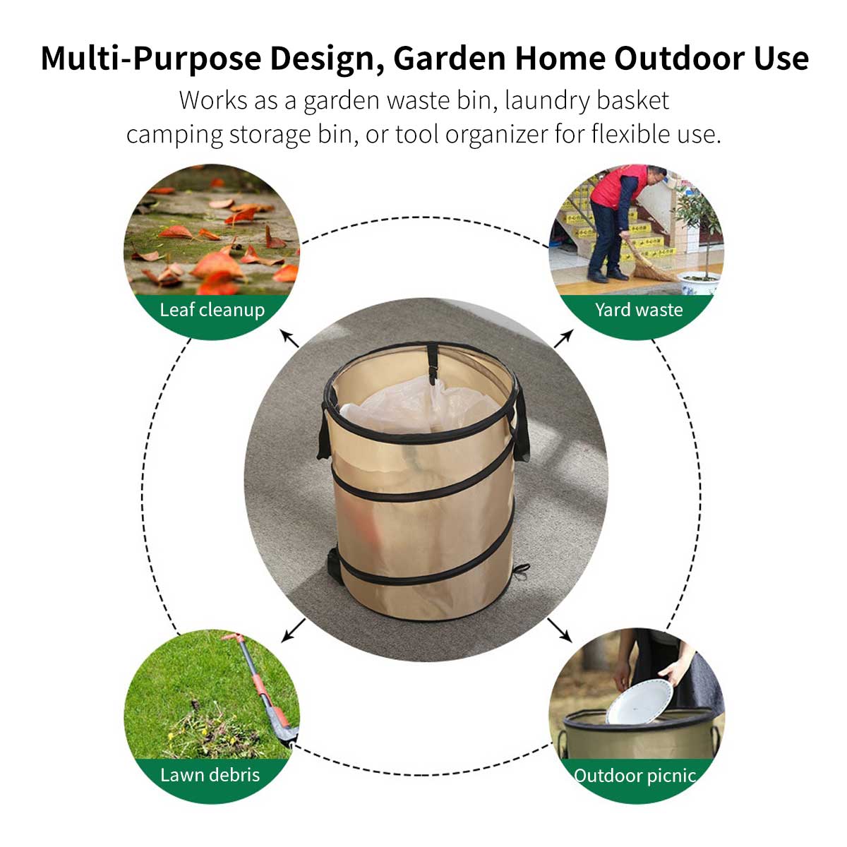Collapsible Garden Waste Bag – Reusable Yard Leaf Cleanup Bin | Traverseon