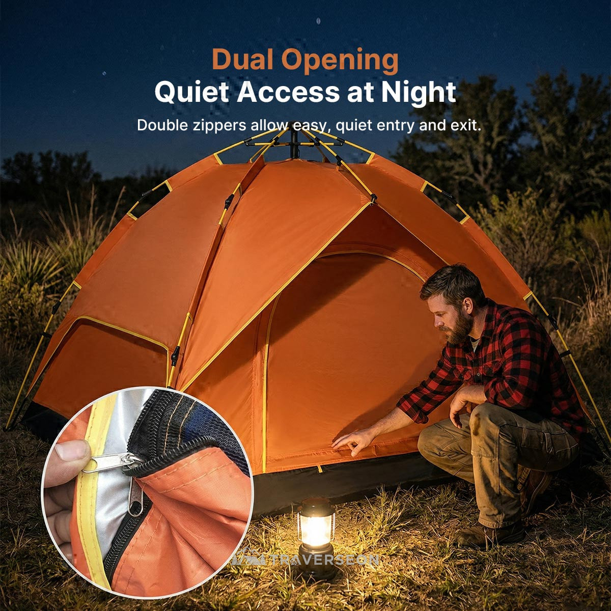 2 Person Instant Pop Up Camping Tent – 3s Setup, Double Layer | Traverseon