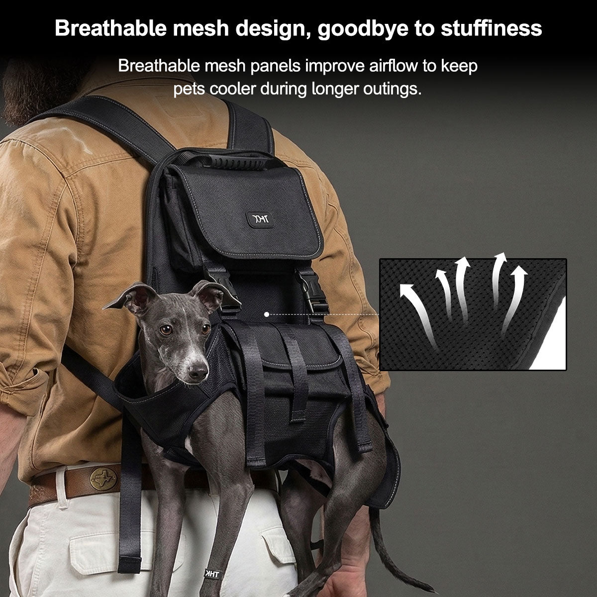 Dog Backpack Carrier – Bionic Breathable Adjustable for Hiking Walking Travel | Traverseon