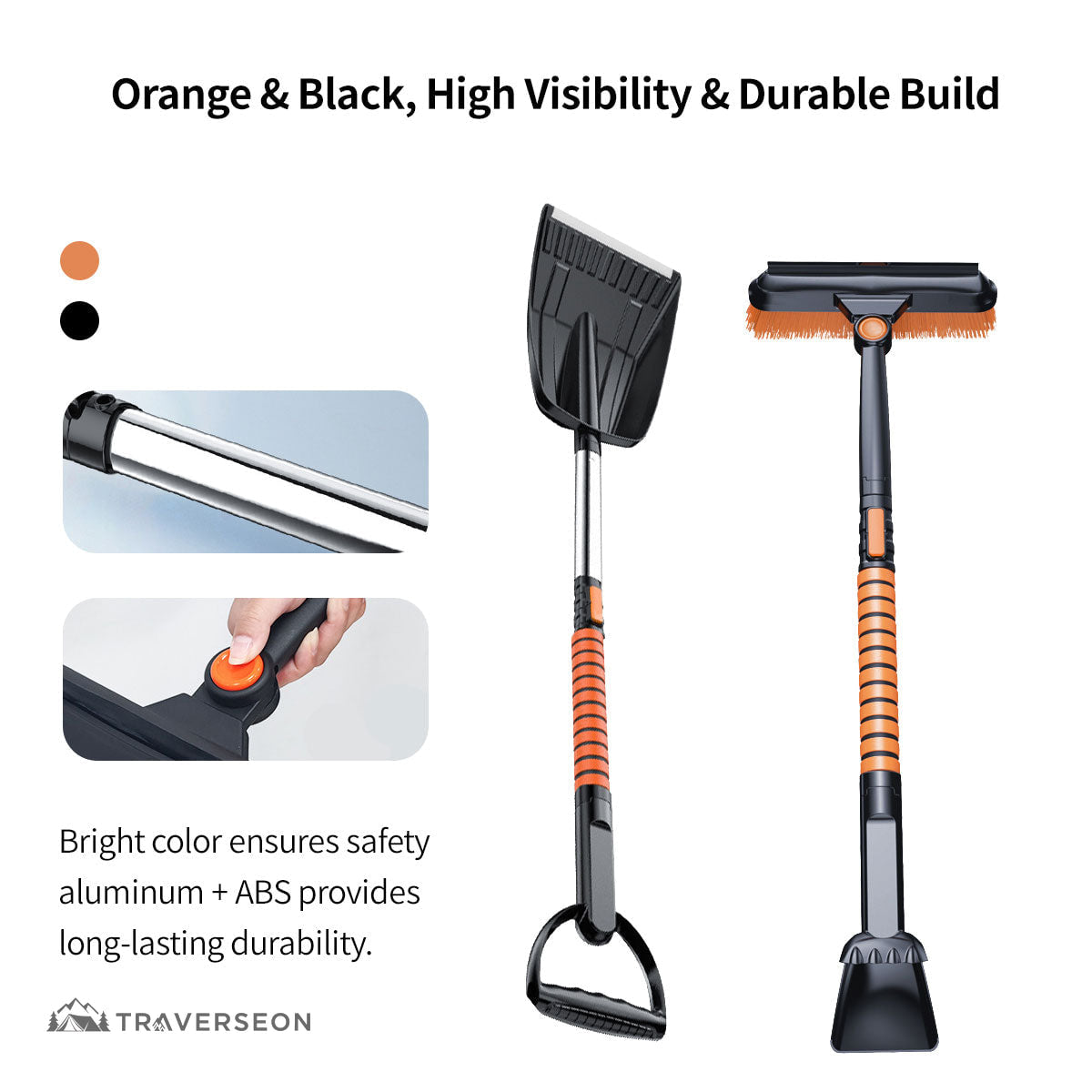 5-in-1 Car Snow Shovel & Ice Scraper - 180° Rotating, Extendable & Paint-Safe for Sedan, SUV, Truck| Traverseon
