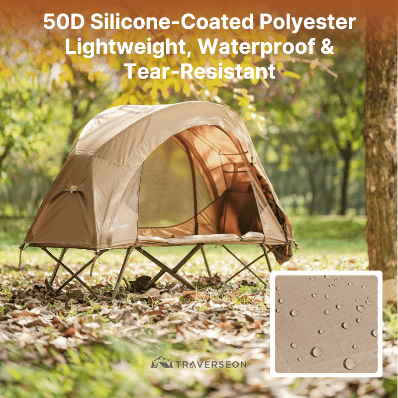 1 Person Cot Tent – 190 × 65 cm Off-Ground Camping Bivy Shelter | Traverseon