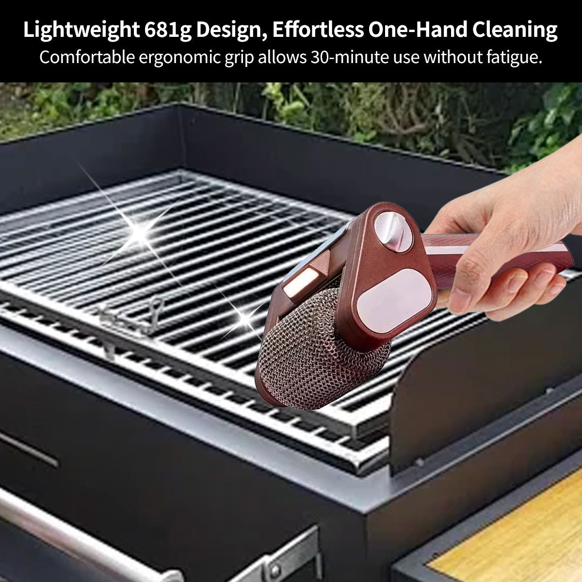 350 RPM Giddy Up Electric Grill Cleaner – Fast Cleaning for Outdoor BBQ, Long Battery Life, LED Light | Traverseon