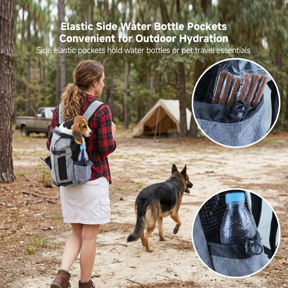 Heavy-Duty Pet Backpack Carrier (XS-L) - Escape-Proof Hiking Pack with Safety Whistle for Dogs & Cats up to 55 lbs | Traverseon