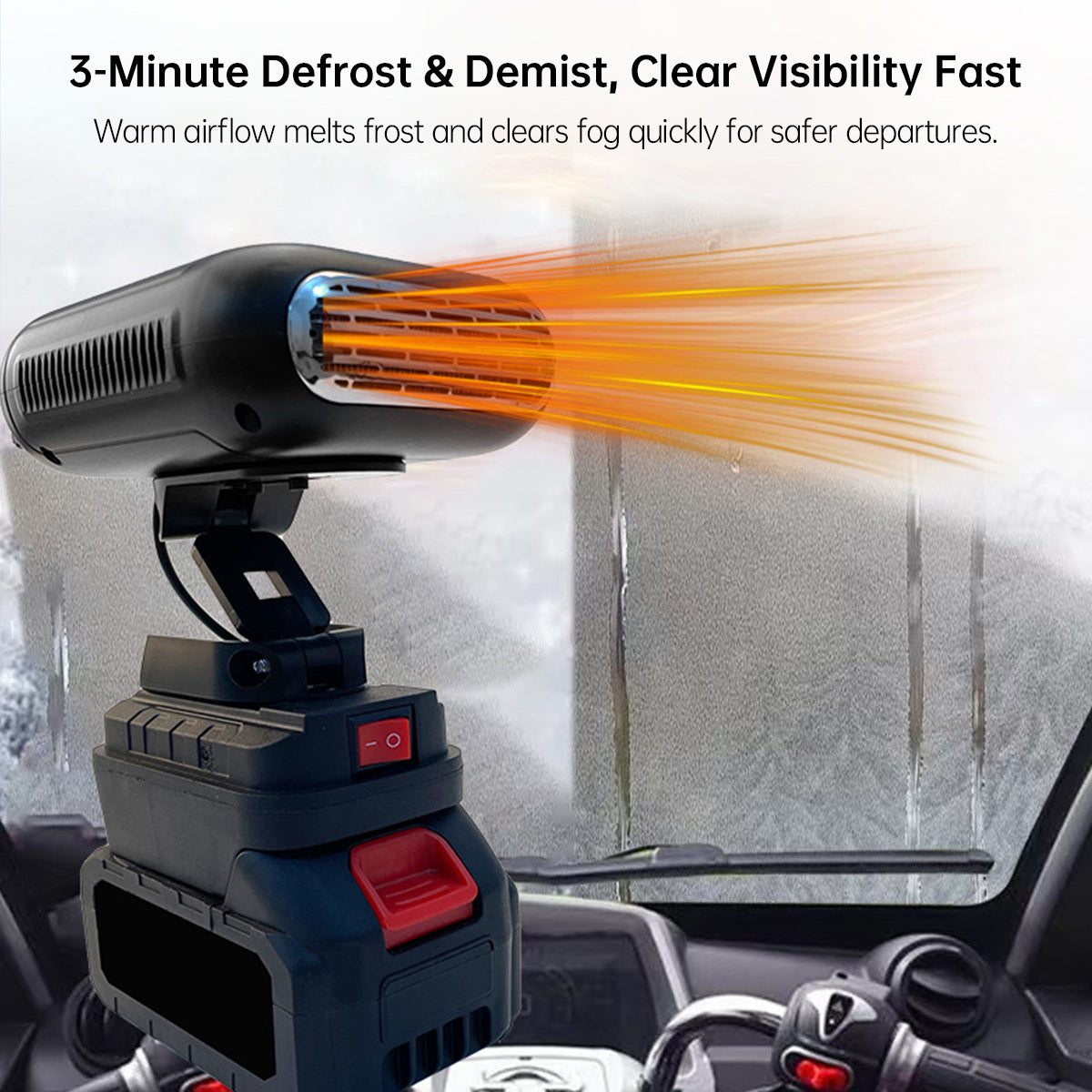 Portable Car Heater–3s Instant Heat, External 21V, Fast Defrost | Traverseon