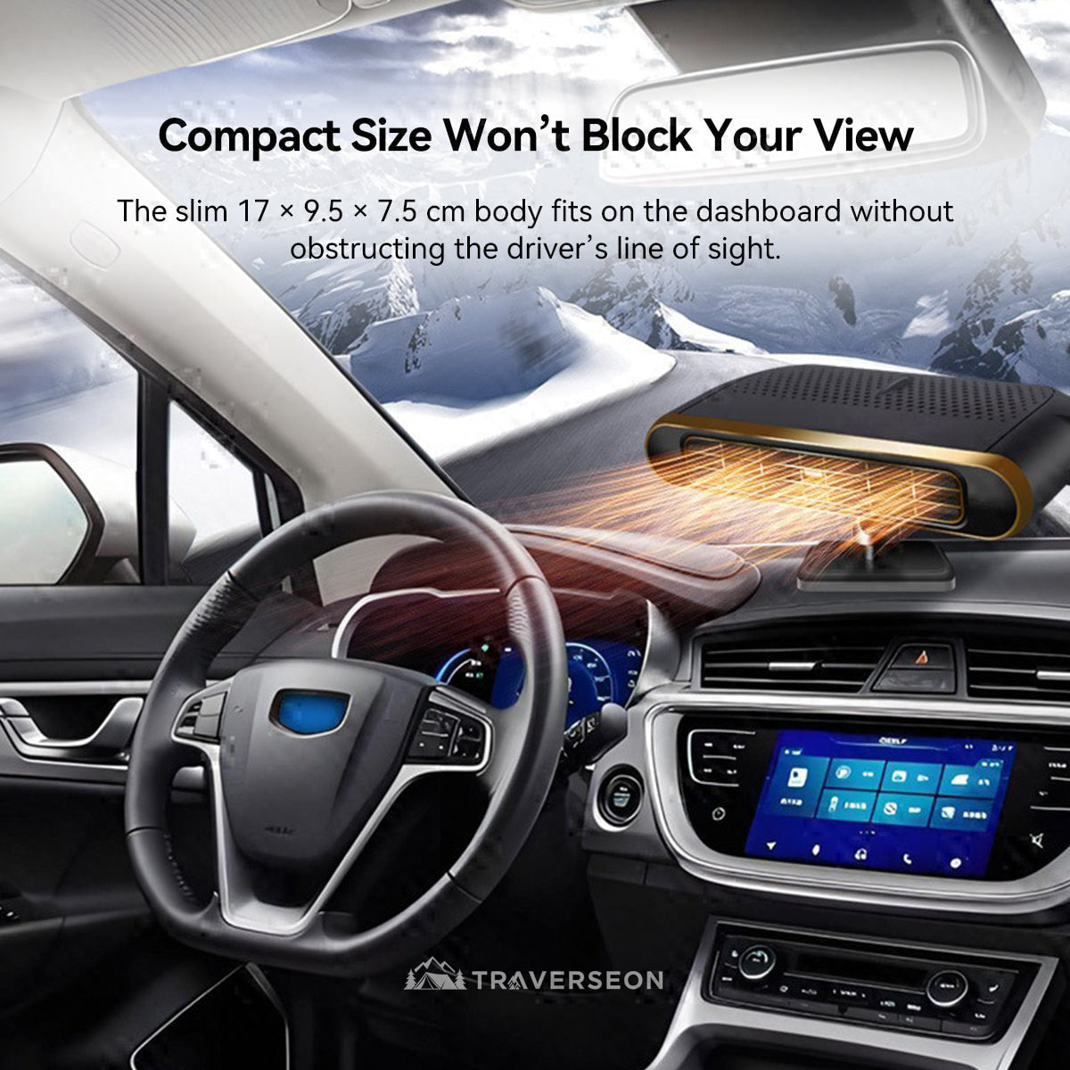 12V Portable Car Heater – Instant Heat & Fast Windshield Defogger | Traverseon