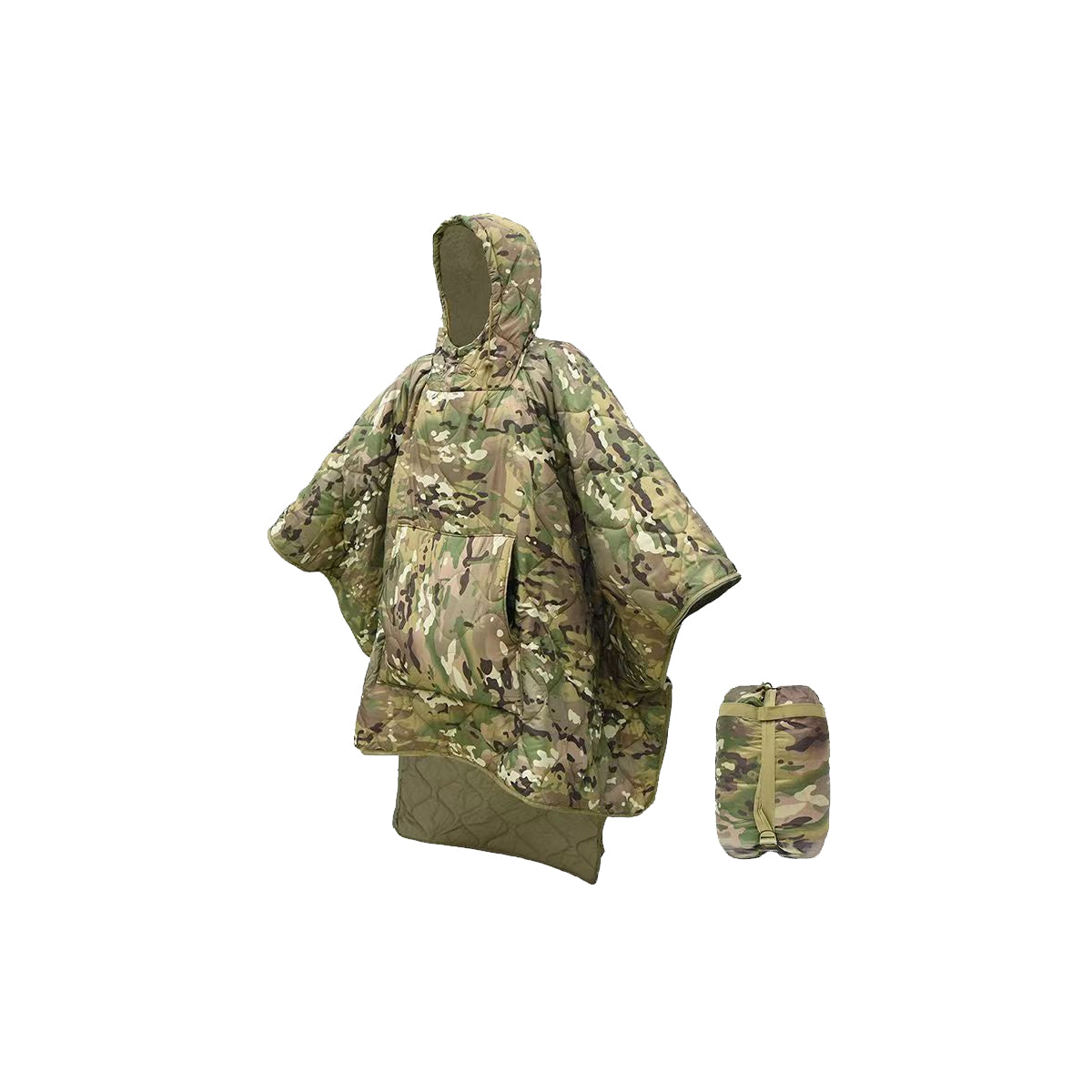 Camo Wearable Sleeping Poncho β Insulated, Packable, & Hunting-Ready